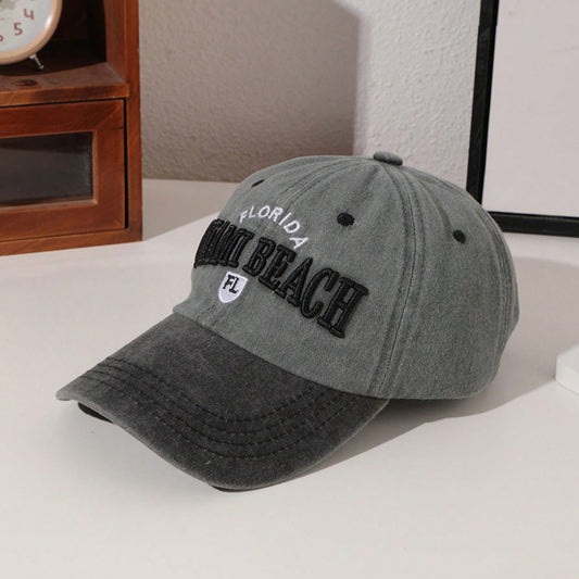Embroidered English Letters Multi-color Washed Vintage Retro Peaked Cap With Sun Protection, Versatile For All Occasions, Suitable For Casual Outdoor Activities.