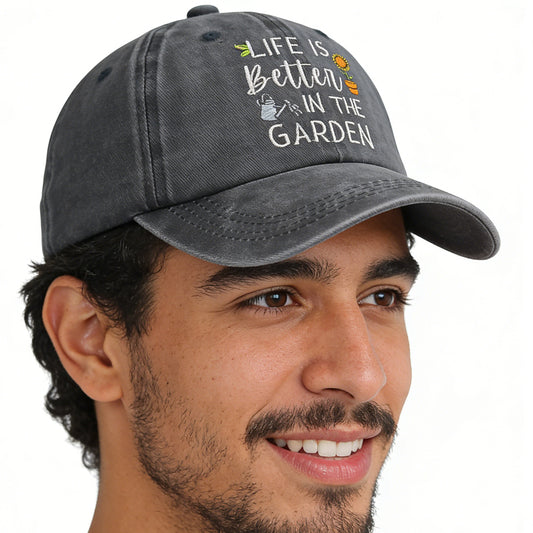2pcs Funny Life Is Better In The Garden For Women Men, Adjustable Embroidered Wash Cotton Baseball Cap