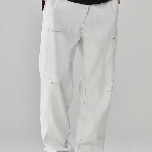 Men's Fashionable Casual Denim Pants With Ripped Details