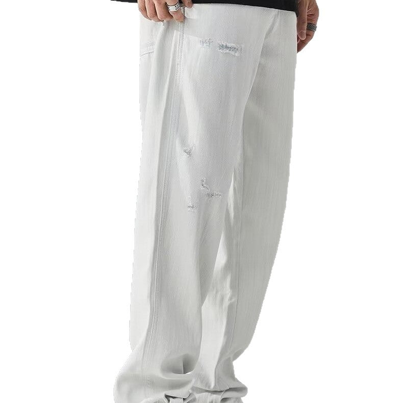 Men's Fashionable Casual Denim Pants With Ripped Details